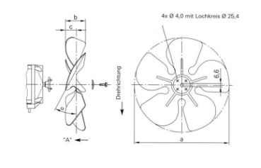 EBM Ventilatorflügel D=200mm 28 Grad saugend (V)